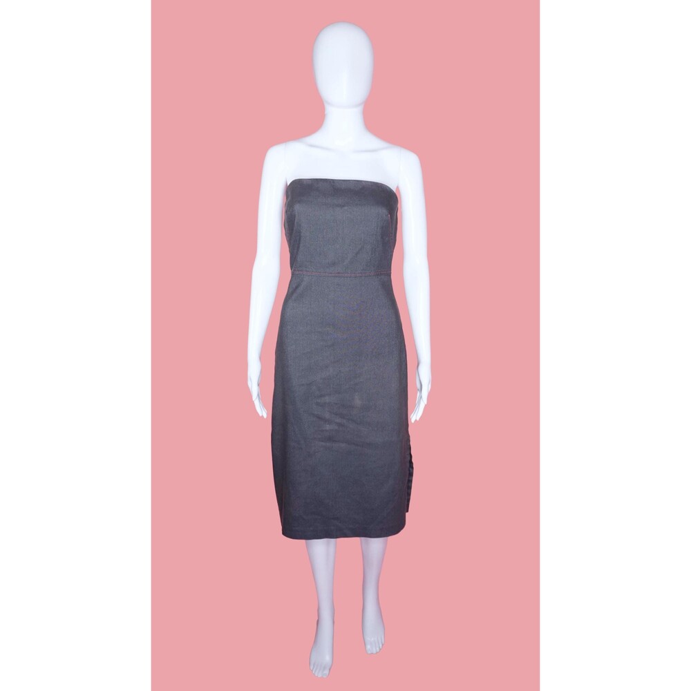 1990s-Y2K DEVAN STRAPLESS Tube Top Bodycon Thigh SLIT Dress. XS-S-. AS IS